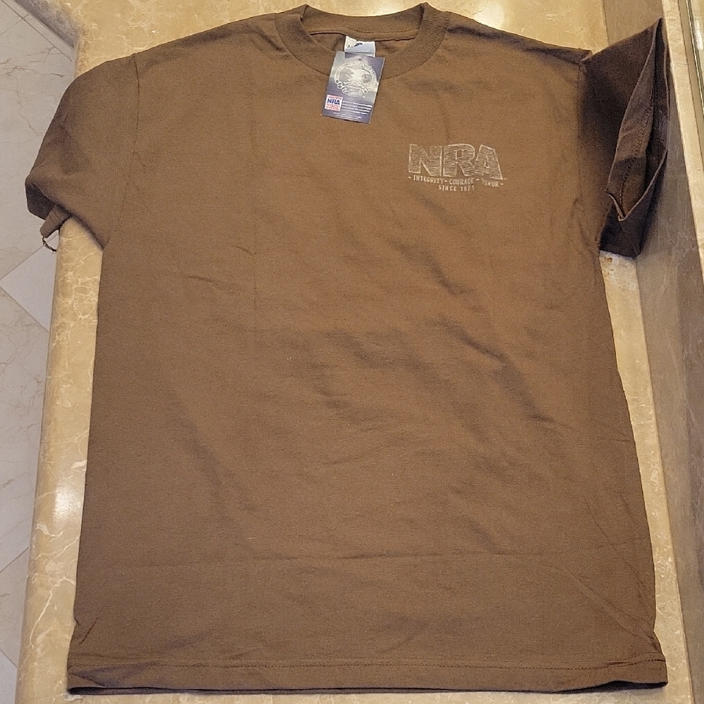 NRA Brown Short Sleeve Men's Tee,  M
